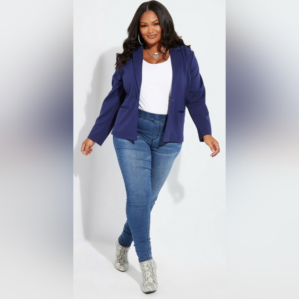 Ashley Stewart Blue Ponte Blazer